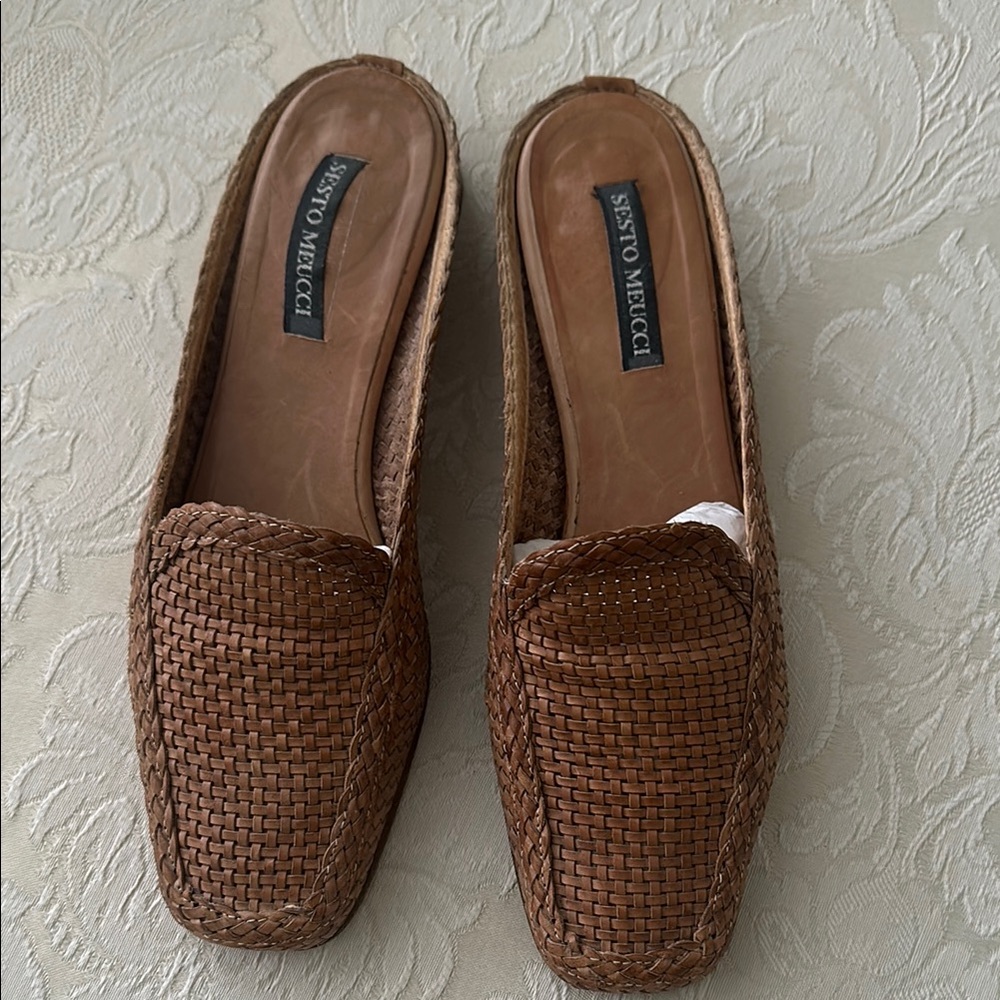 Sesto Meucci Brown Woven Mules